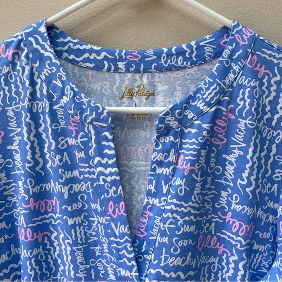 NWT Lilly Pulitzer Colson Dress 100% Cotton Sunwashed Blue Seacrets Size L - Picture 4 of 9